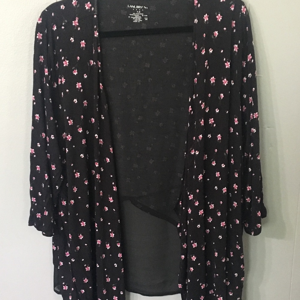 LaneBryant Black Floral Lightweight Cardigan 18/20